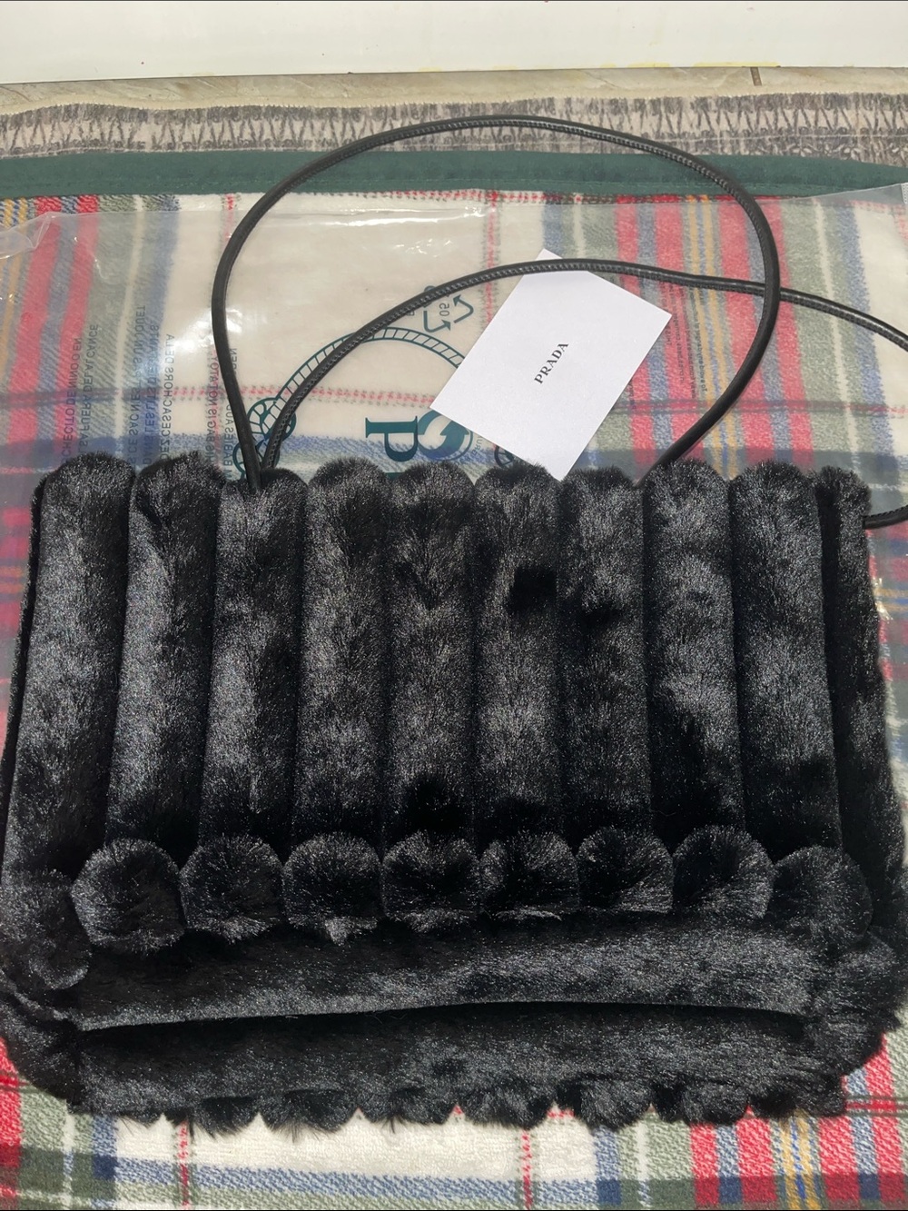 Prada Black Quilted Faux Fur Tote with Double Handles - Picture 4 of 4